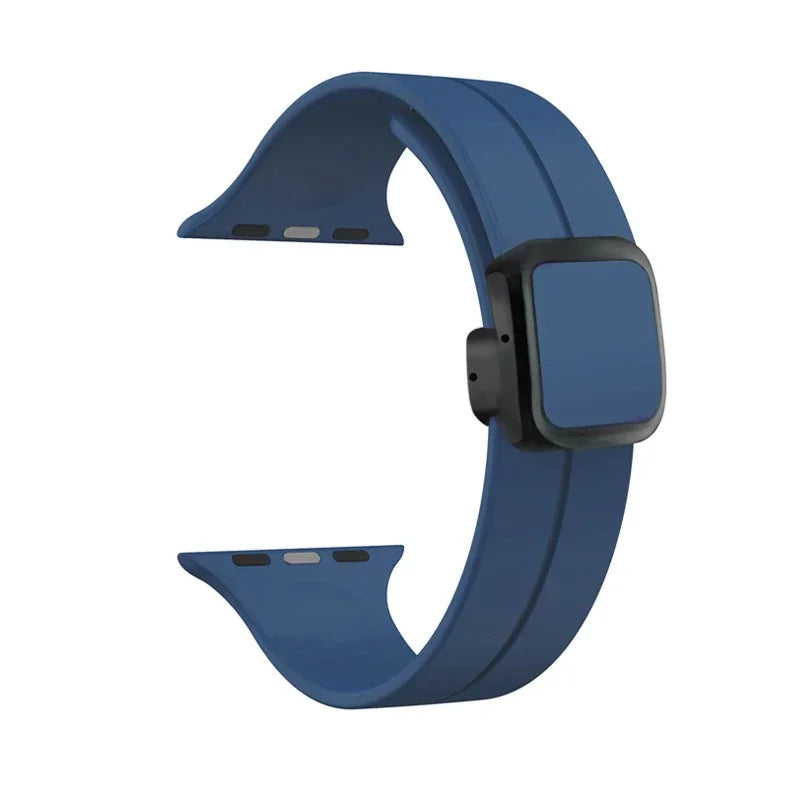 New Magnetic Buckle Silicone Strap For Apple Watch Band 44mm 45mm 38mm 49mm 40 42 41mm Sport Bracelet iWatch ultra 2 9 6 7 8 SE