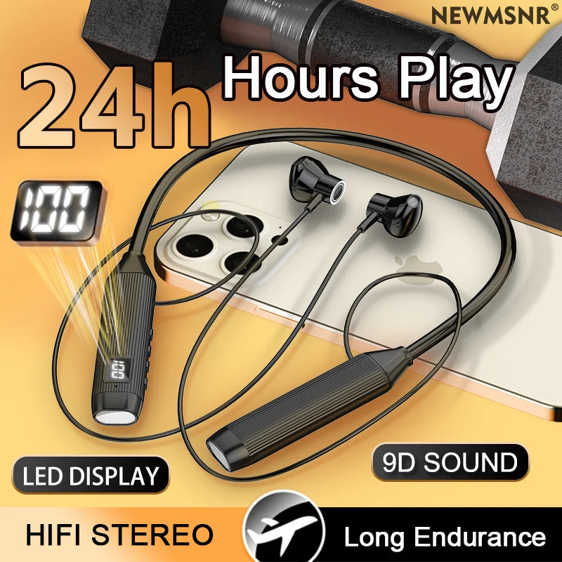 TWS LED Display Super Power Wireless Headphones Bluetooth Earphones Neckband Magnetic Earbuds Sports Headsets Stereo With HD Mic