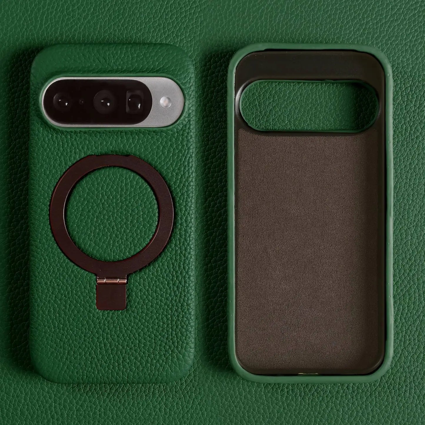 Magnet Ring Stand Phone Case For Google Pixel 10 Pro 9Pro 8A 7Pro 6pro 5A Cover Genuine Leather Case Magnetic Back Cover Cases