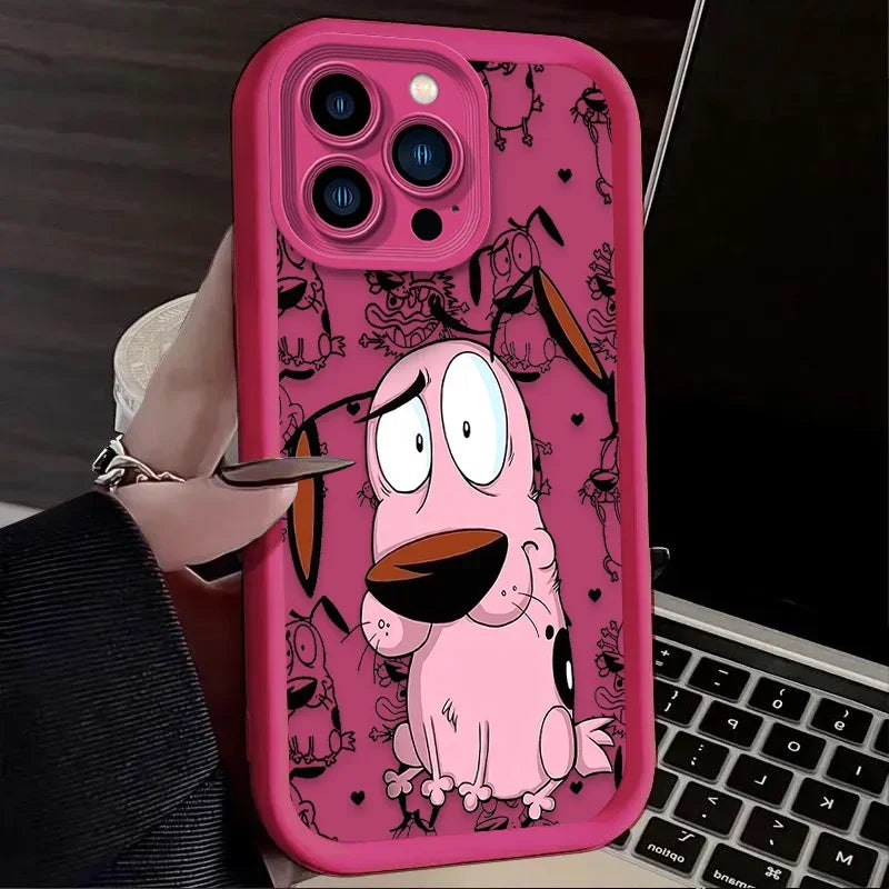 Courages Cowardly Dog Phone Case For iPhone 16 15 14 13 12 11 Pro Max X XS X S Max XR SE 2020 7 8 Plus Soft Silicone Back Funda