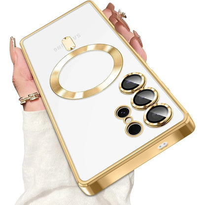 Luxury Magnetic For Magsafe Case For Samsung Galaxy S26 S25 Edge S24 FE S23 S21 Plus Ultra Plating Silicone Cover Clear Soft
