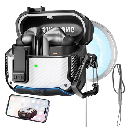 for Samsung Galaxy Buds 3 Pro Case with Secure Lock Carbon Fiber Protective Phone Holder Design Case for Samsung Galaxy Buds 3
