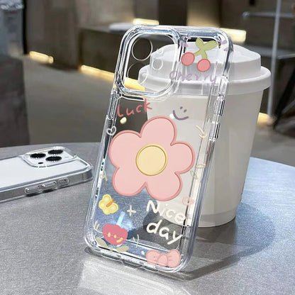 Cute Bow Cherry Phone Case For iPhone 16 Pro Case iPhone 13 11 15 12 14 Pro Max XR XS X 7 8 Plus SE 2020 Shockproof Clear Cover