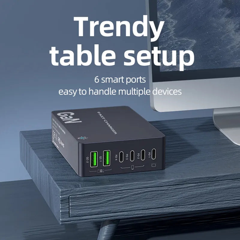 990W USB C GaN Charger 300W PD 3.3 PPS QC4.0 Multiport Fast Charging Station For Laptop iPhone 15 16 Samsung Macbook Pro Tablet