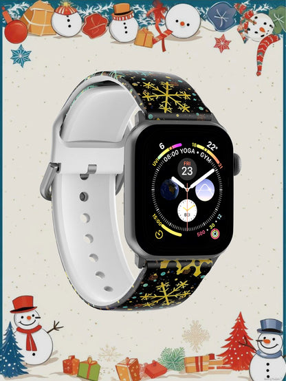 Christmas Golden Snowflakes For Apple Watch Band 45 mm 44 40 41 38 42mm Bracelet iWatch Series 7 6 3 se 8 9 10 11 Ultra 3 49 mm