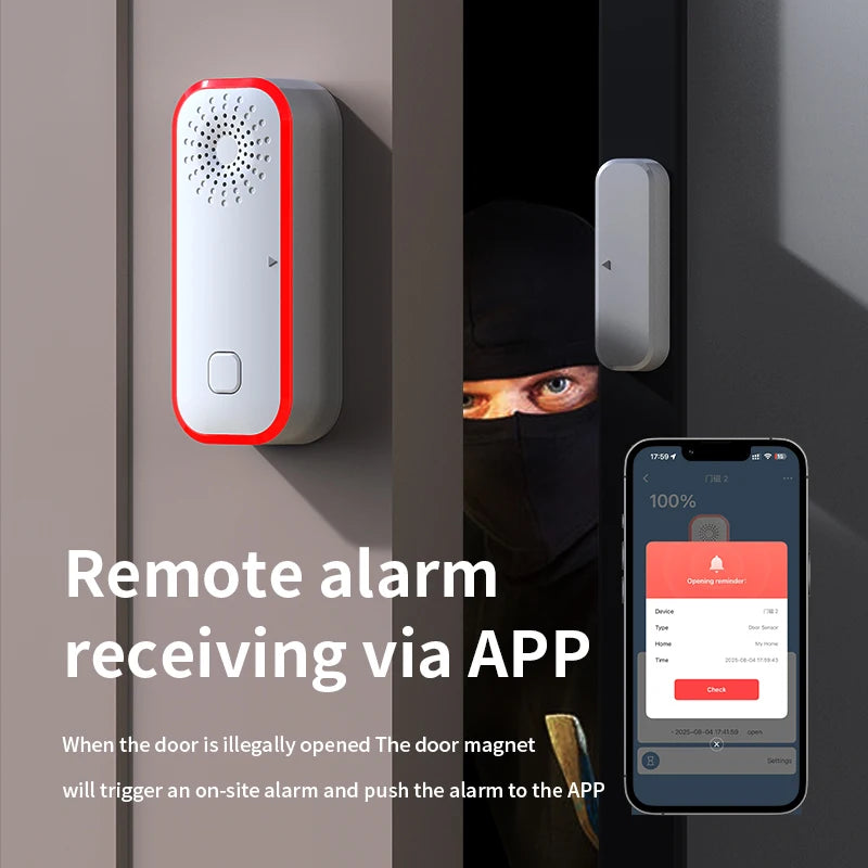 Tuya Door Magnetic Sensor WiFi Door and Window Alarm Door and Window Switch on-site Alarm Sound and Light Intelligent Alarm