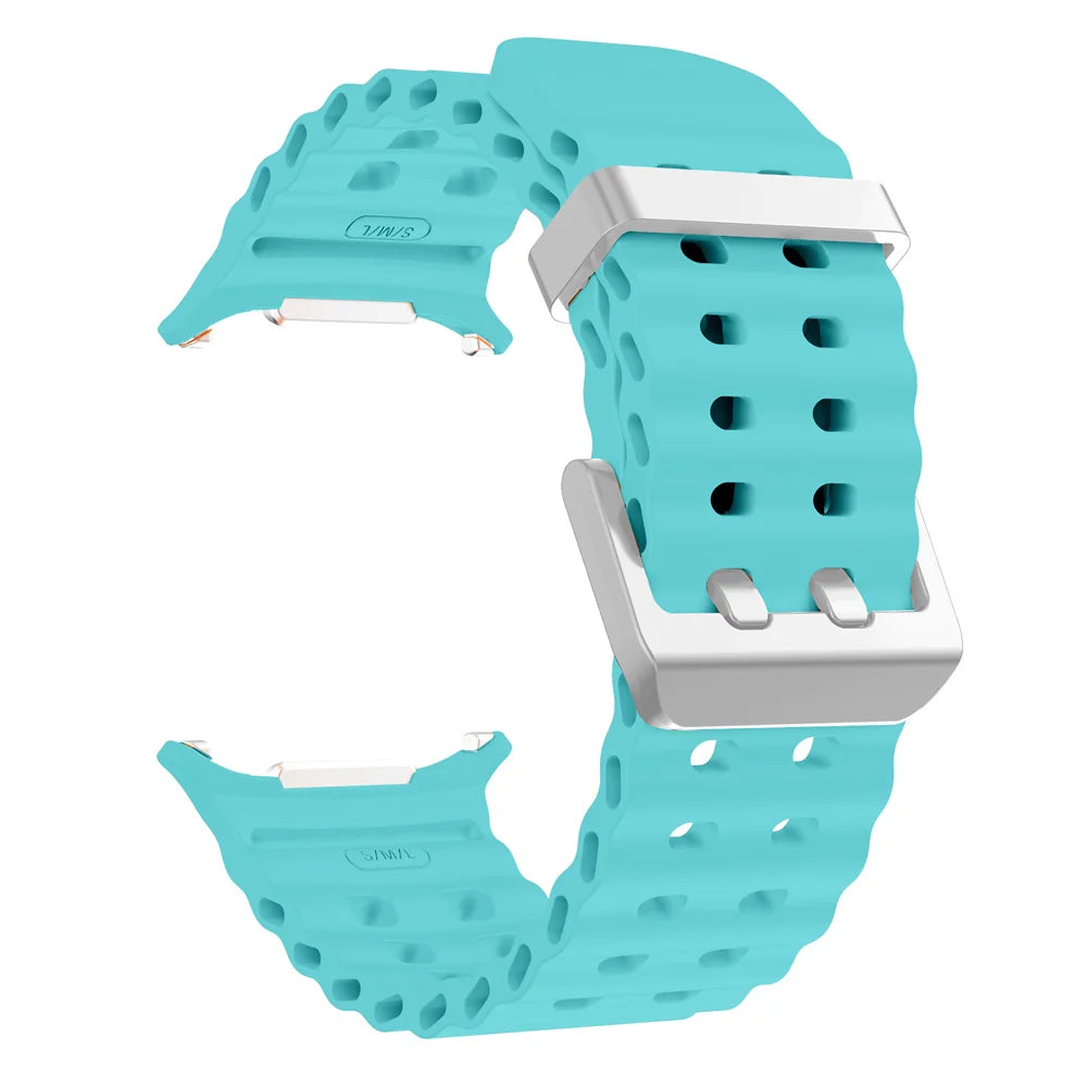 NEW Marine Silicone Strap For Samsung watch ultra 47mm Bracelet No Gaps Sport two-tone Band for Galaxy 7 ultra watchband straps