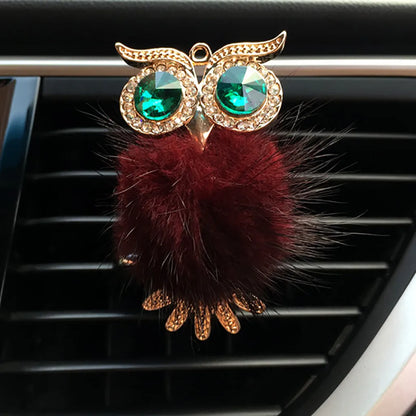 Diamond Fur Owl Car Air Freshener Auto Outlet Perfume Clip Scent Aroma Car Diffuser Bling Car Accessories Interior Decor Gifts