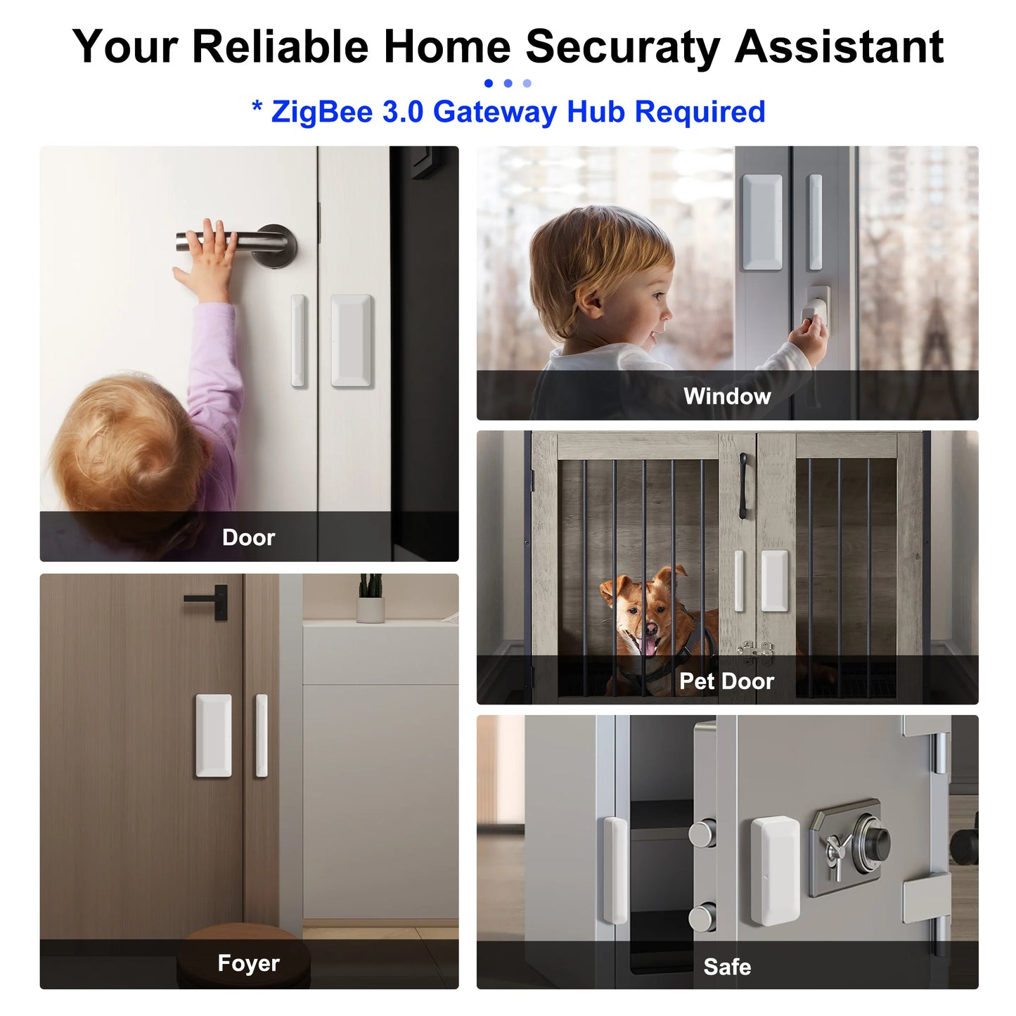 GIRIER Smart Door and Window Sensor ZigBee 3.0 Wireless Contact Detector for Smart Home Security Works with Home Assistant MQTT