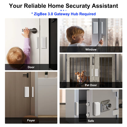 GIRIER Smart Door and Window Sensor ZigBee 3.0 Wireless Contact Detector for Smart Home Security Works with Home Assistant MQTT