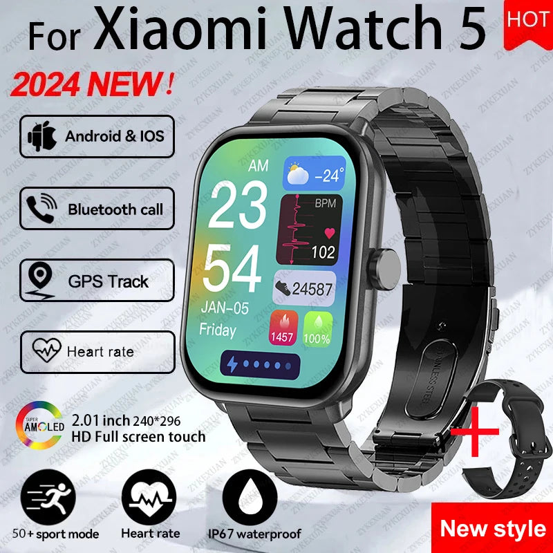 For Xiaomi Watch 5 Global Version Men Women HD AMOLED Screen Heart Rate Bluetooth Call GPS Track Waterproof Sports Smart Watch