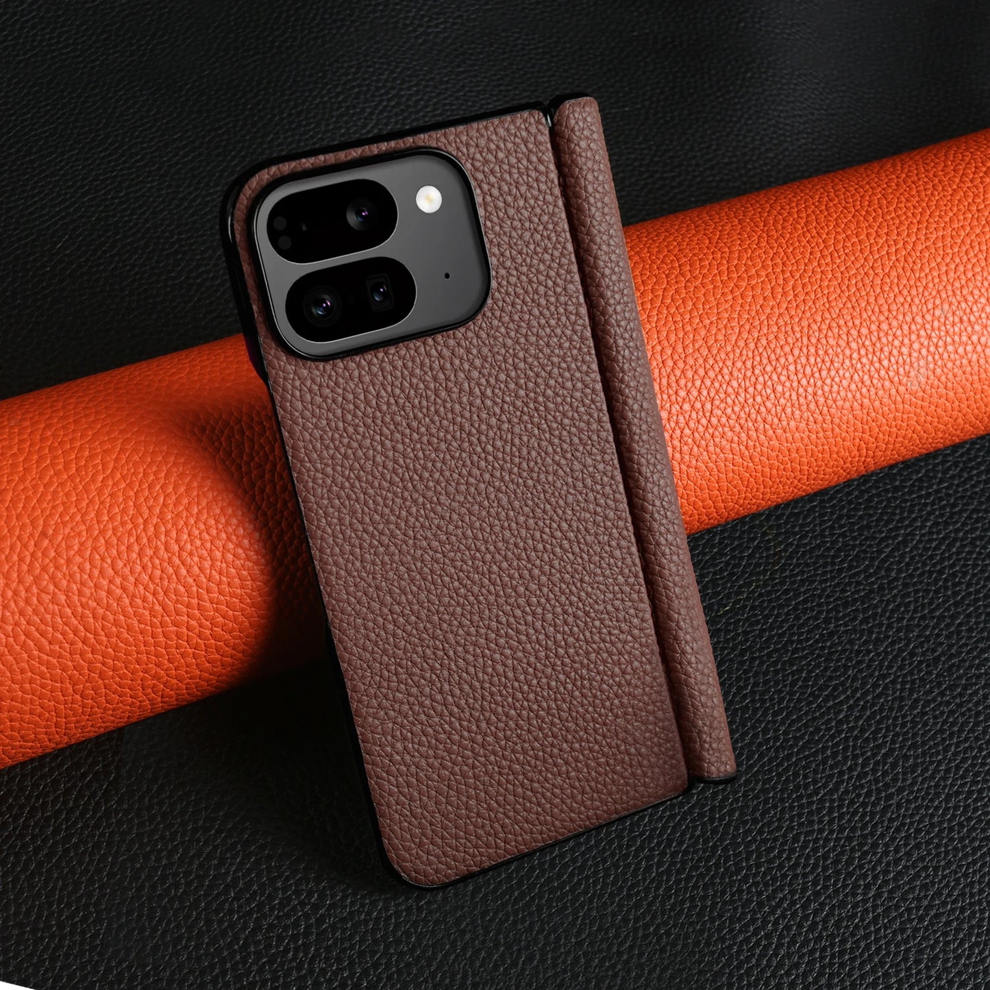 For Google Pixel 9 Pro Fold Case Genuine Leather Cover Pixel 10Pro Fold Capa Protective Etui Back Coque Carcasa without front