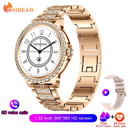 2024New Fashion Women Smart Watch 360*360 HD Screen Sports Bracelet Custom Dial Heart Rate Voice Call Smartwatch For Android IOS