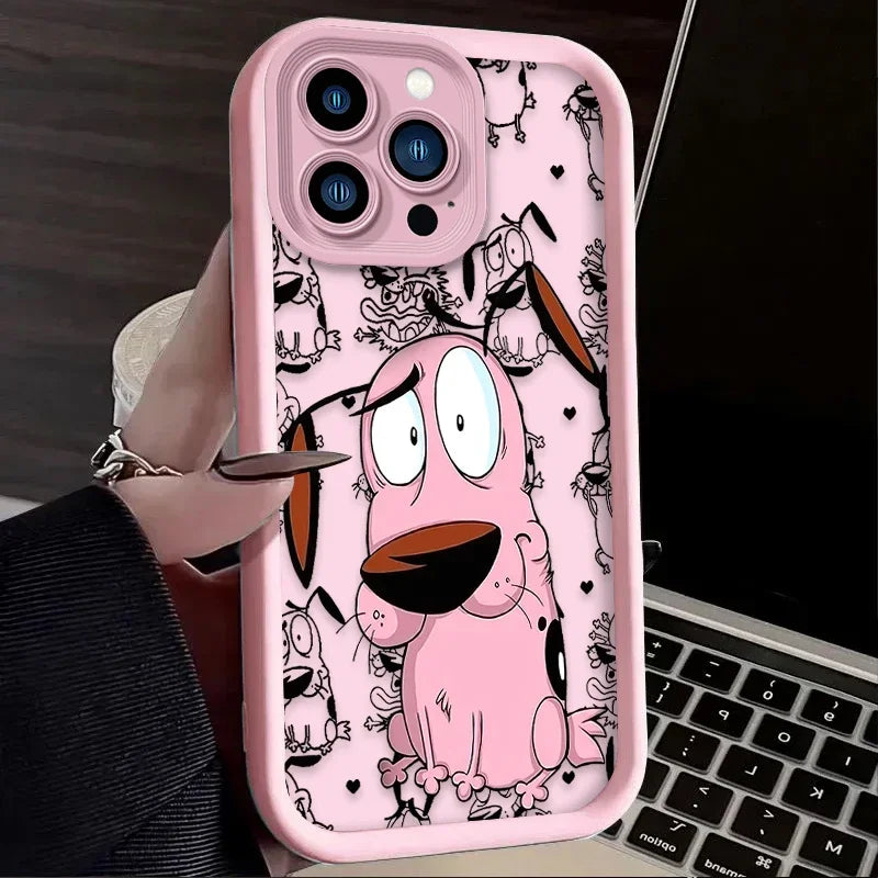 Courages Cowardly Dog Phone Case For iPhone 16 15 14 13 12 11 Pro Max X XS X S Max XR SE 2020 7 8 Plus Soft Silicone Back Funda