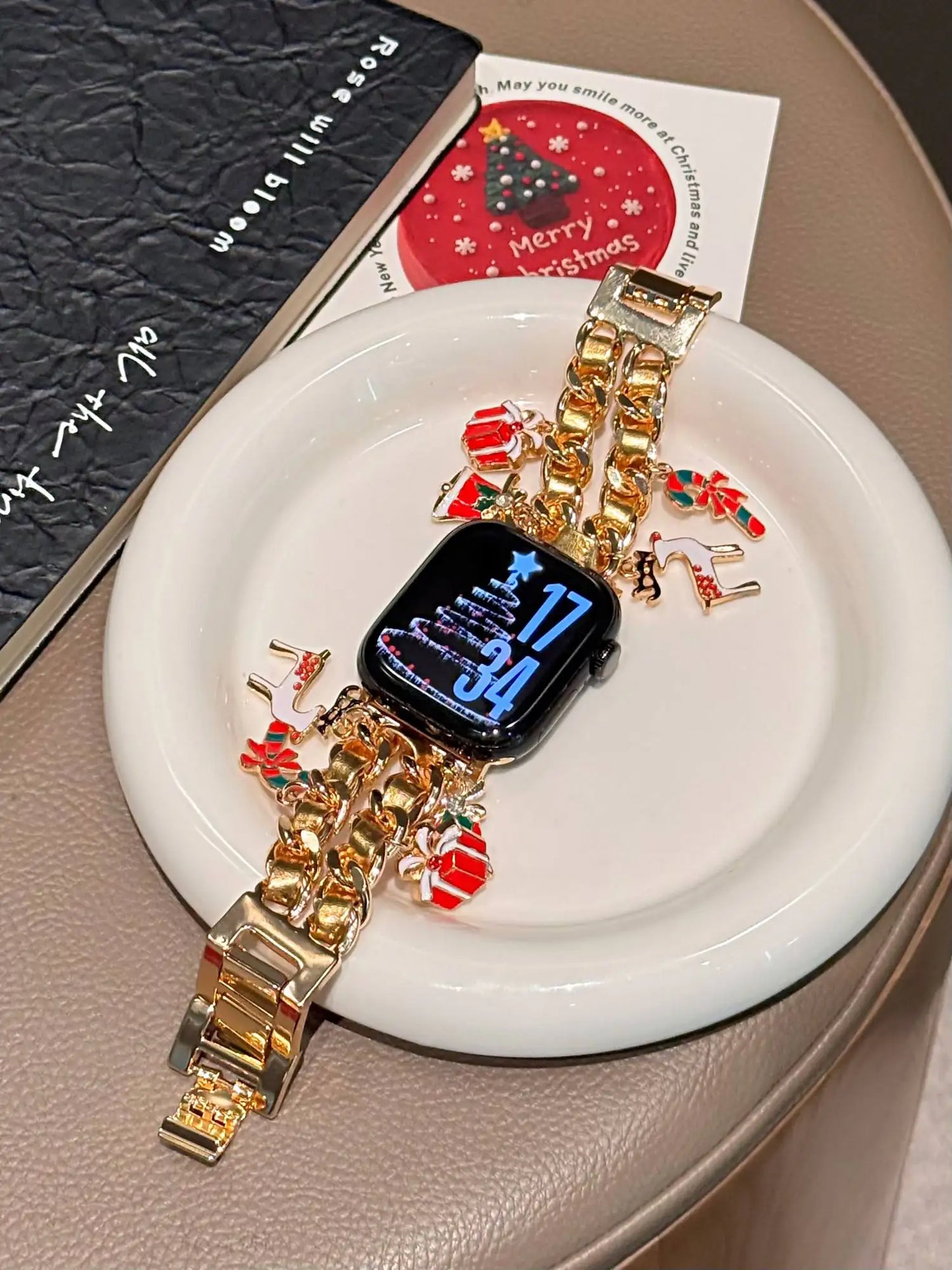 Bling Christmas bracelet link For Apple Watch band women strap Series S10/8/7/6/3/4/5/9 40mm 41mm 42mm 44mm 45mm 46mm