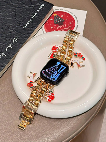Bling Christmas bracelet link For Apple Watch band women strap Series S10/8/7/6/3/4/5/9 40mm 41mm 42mm 44mm 45mm 46mm
