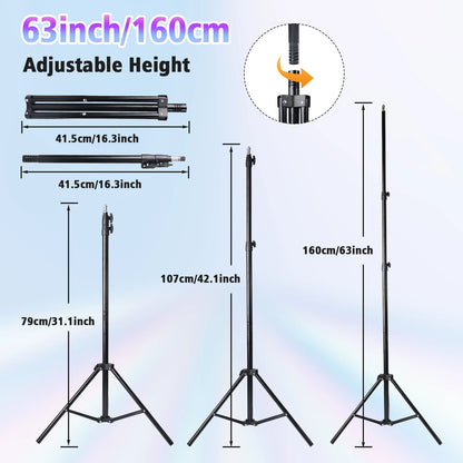 10Inch LED Ring Light, Two Section Adjustable 160cm Tripod, Portable Fill Light for Live Streaming, Photo Selfies, Video Record