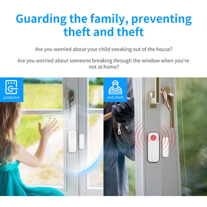Tuya WiFi Door Window Sensor Smart Home Security Alarm System Open Close Detector Works with Alexa Google Home
