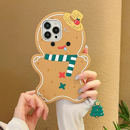 Silicone Cartoon 3d Gingerbread Man Suitable For Iphone 11 12 13 14 15 16 Pro Max Phone Back Cover Protective Case Soft Shell
