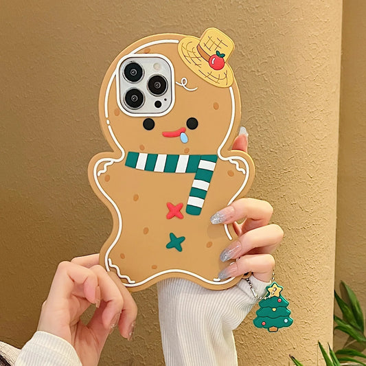 Silicone Cartoon 3d Gingerbread Man Suitable For Iphone 11 12 13 14 15 16 Pro Max Phone Back Cover Protective Case Soft Shell