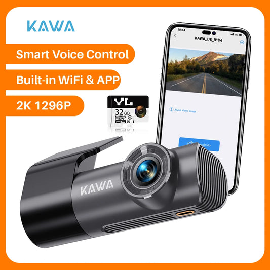 2K Dash Camera For Car DVR Dash Cam In The Car KAWA D5 Video Recorder Emergency Voice Control Night Vision WiFi APP Monitor WDR