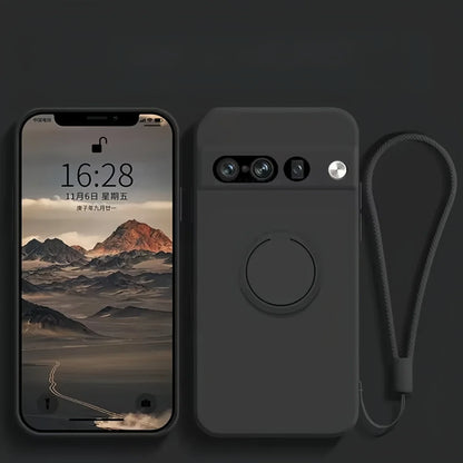 Magnetic Ring Holder Stand Liquid Silicone Phone Case for Google Pixel 9 8 8A 7 Pro XL 7A 6A Candy Colour Shockproof Soft Cover
