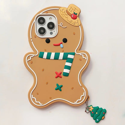 Silicone Cartoon 3d Gingerbread Man Suitable For Iphone 11 12 13 14 15 16 Pro Max Phone Back Cover Protective Case Soft Shell