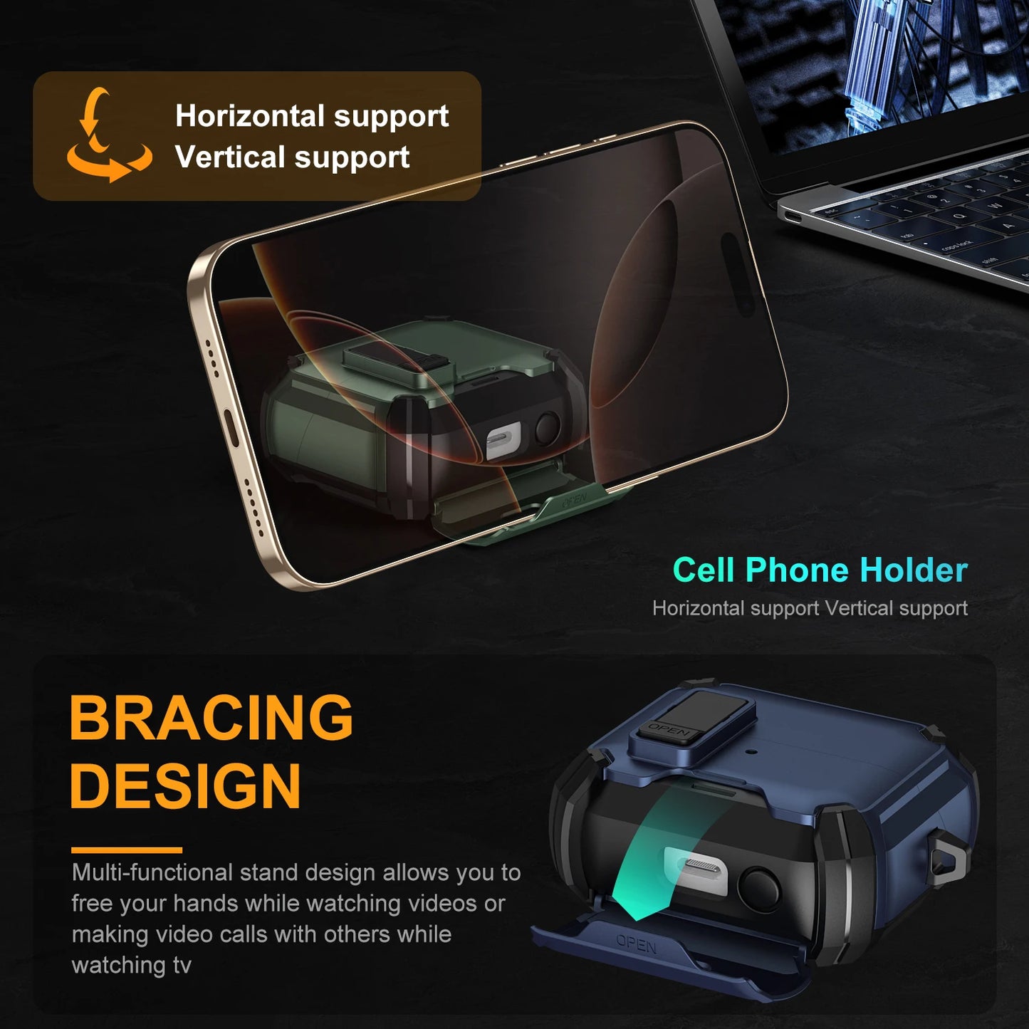 2025 New for Galaxy Buds 3 Pro Fudas Samsung Magnetic Lock Case With Phone-Stand Design Compatible with Magsafe Buds3 Buzz 3 pro