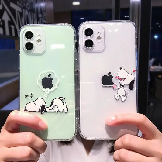 Cute Funny Snoopy Case For Iphone 15 Pro Max 11 14 13 12 Mini 6s 6 7 8 Plus X XS XR Cover Silicone Couqe Soft Transparent