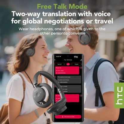 HTC HP06 Open-Ear Wireless Headphones Bluetooth V6.0 Airy Foldable AI Translate Headset for PC Laptop Phone TV Ultralight Hollow
