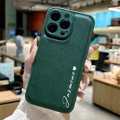 16 15 14 13 Pro Max Case Personalised Customized Name Leather Luxury Korea Cover For iPhone 13 12 11 Pro Max - covers4phones