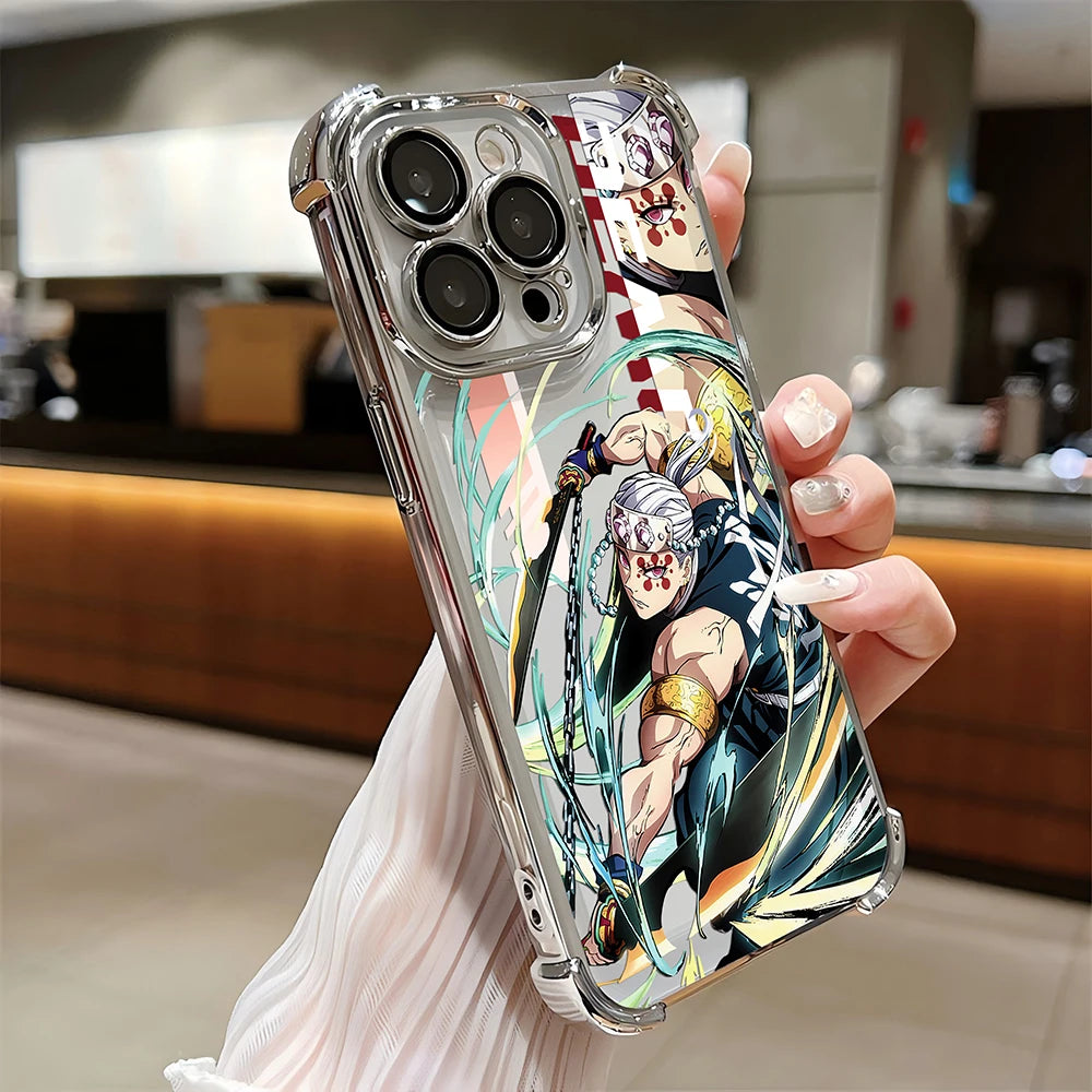 Anime Demon Slayer Plating Case For Samsung S25 S24 S23 S22 S21 S20 FE Note20 Plus Ultra 4G 5G Anti Fall Airbag Back Cover