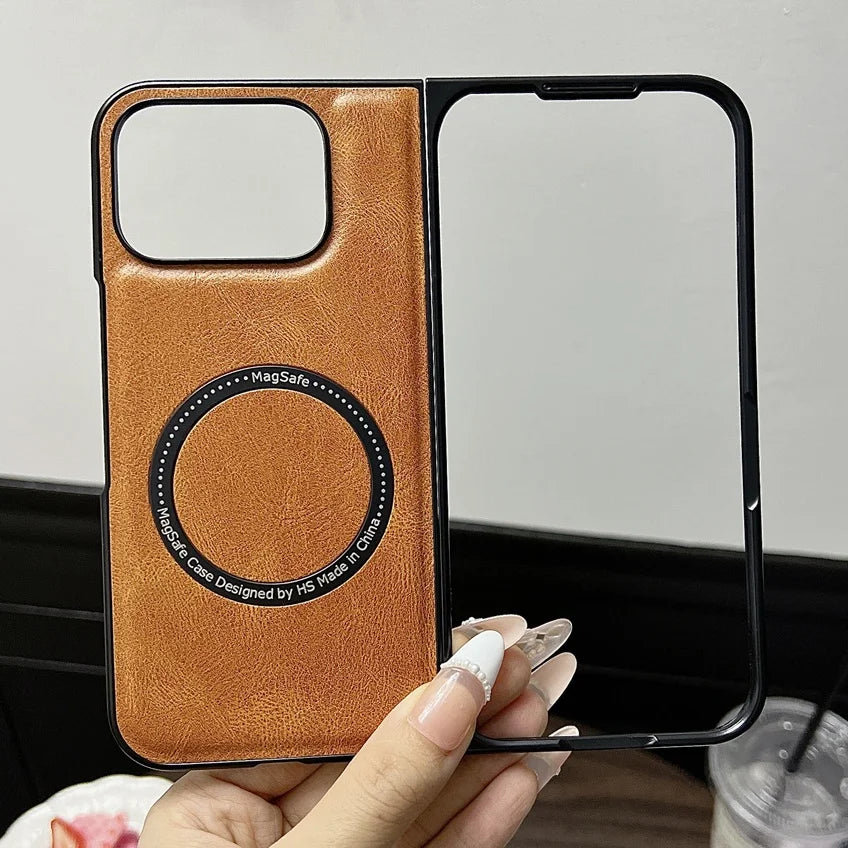 Business Leather Magsafe Case For Google Pixel 9 Pro Fold Wireless Charging Skin Feeling Soft Shockroof Luxury Phone Cover