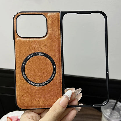 Business Leather Magsafe Case For Google Pixel 9 Pro Fold Wireless Charging Skin Feeling Soft Shockroof Luxury Phone Cover
