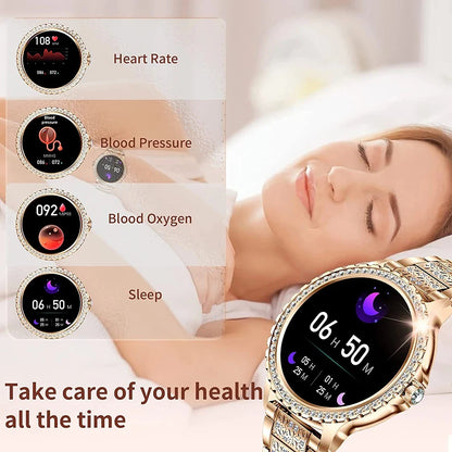 2024New Fashion Women Smart Watch 360*360 HD Screen Sports Bracelet Custom Dial Heart Rate Voice Call Smartwatch For Android IOS