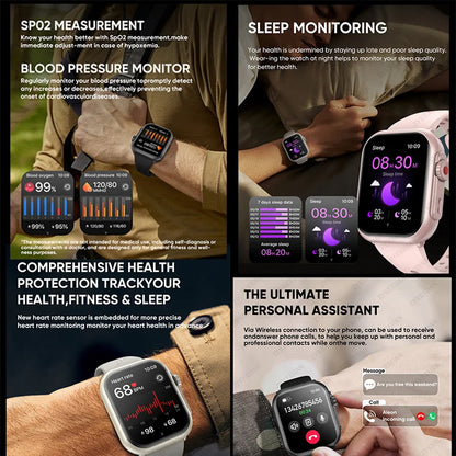 Watch Ultra K62 Men Women 1000mAh AMOLED 100+Sport Heart Rate HD Bluetooth Call GPS Track Waterproof Smart Watch For iOS Android