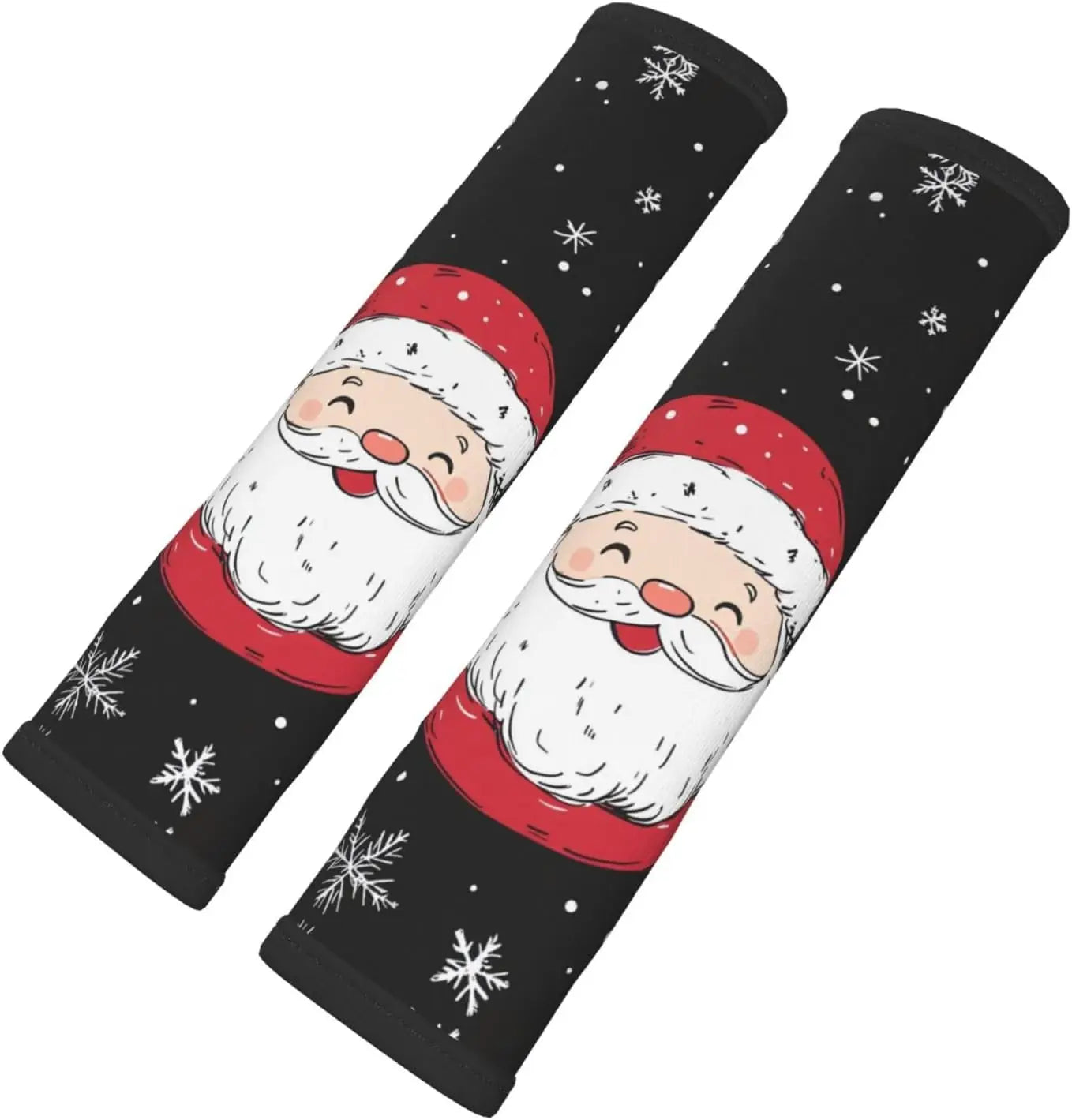 2pcs Christmas Themed Seat Belt Covers Soft Polyester Fit for Cars Santa Claus Car Accessories Interior Seatbelt Cover Print