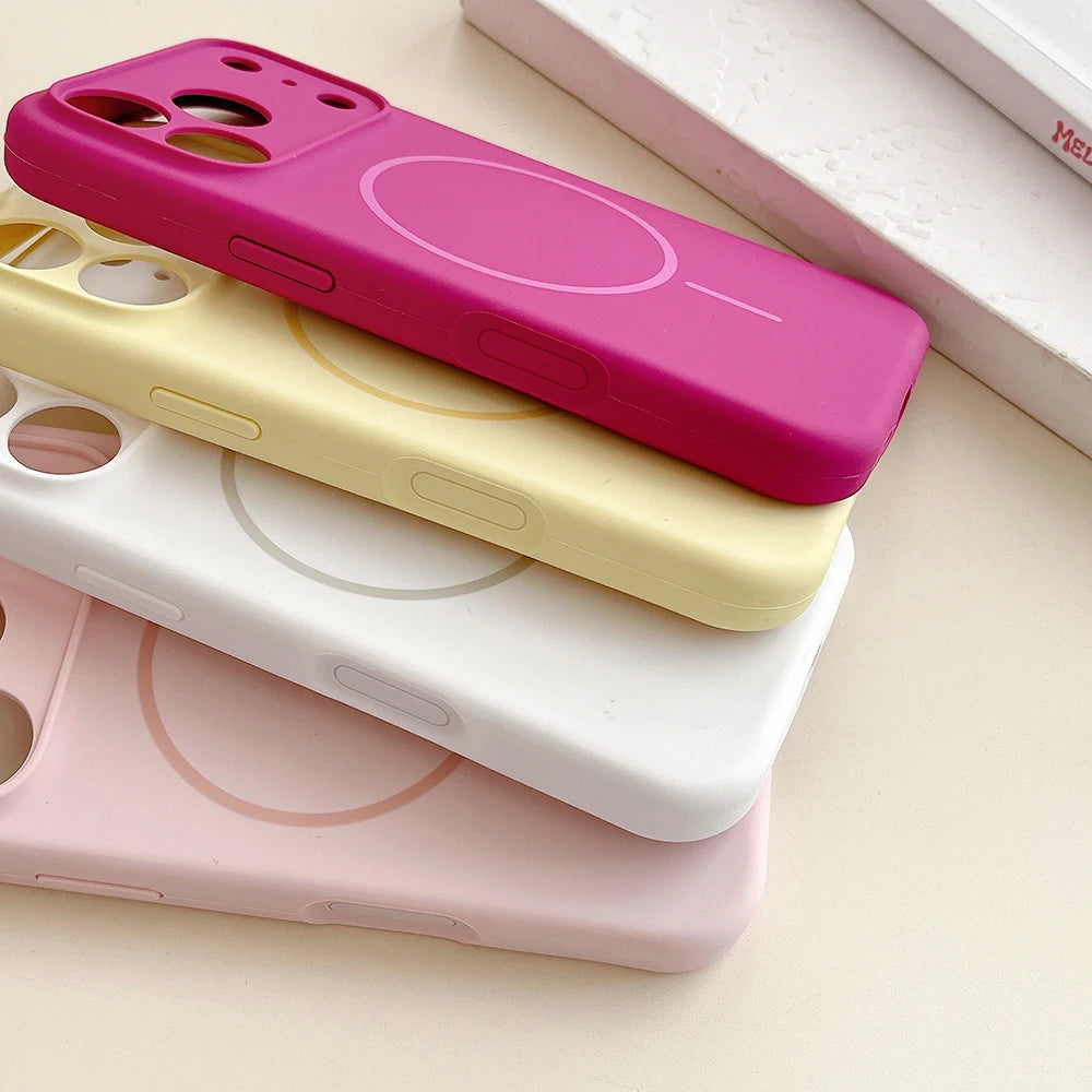 Desert Gold liquid silicone magnetic charging phone case for iPhone 17 16 15 14 13 12 Pro Max Air fine hole magsafe soft cover