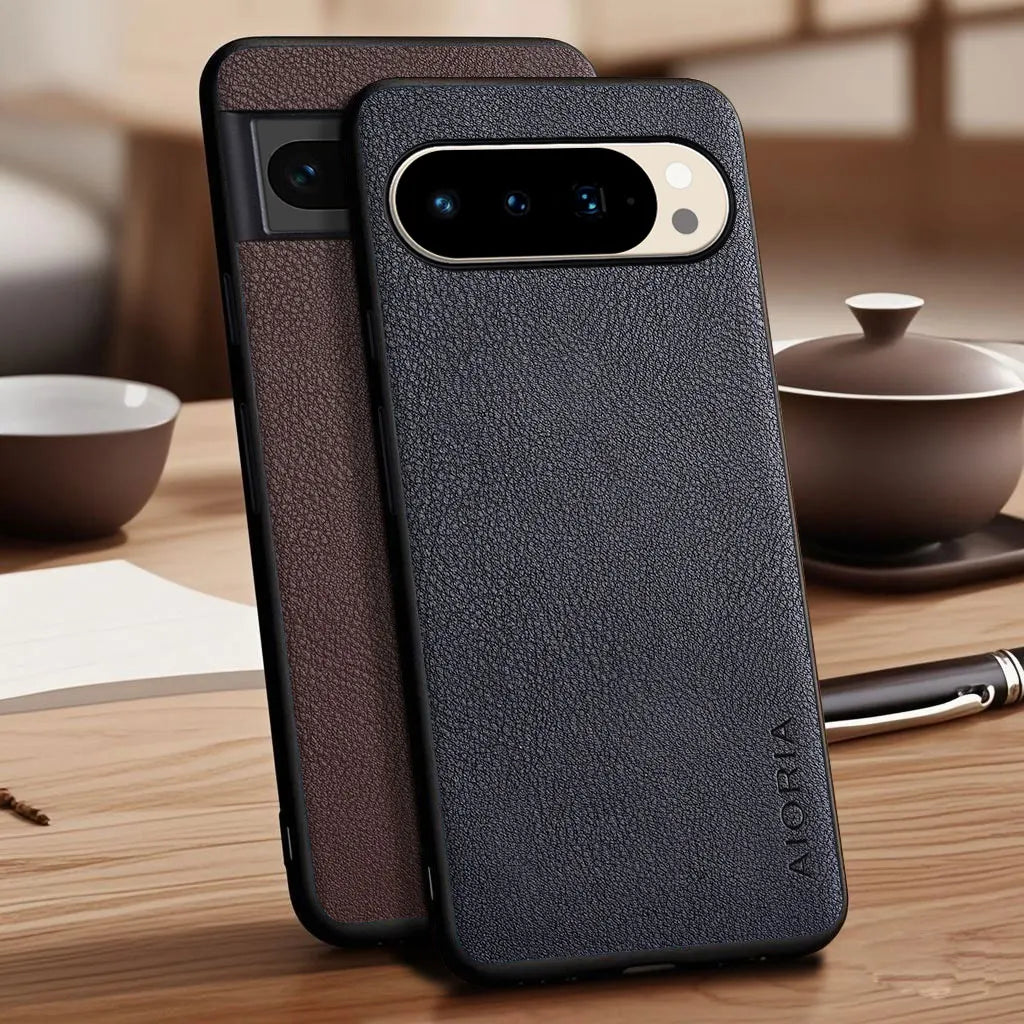 Case for Google Pixel 10 Pro XL 7 6 7a 6a 5a 4a Vegan Faux Lychee Pebbled leather cover funda for Google Pixel 10 Pro XL case