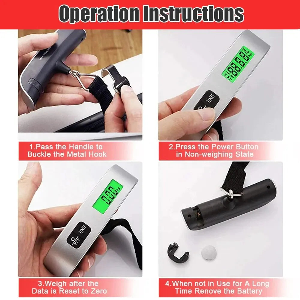 110lb/50kg Portable Scale Digital LCD Display Electronic Scale Weight Suitcase Travel Weighs Baggage Bag Weight Balance Tool - covers4phones