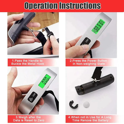 110lb/50kg Portable Scale Digital LCD Display Electronic Scale Weight Suitcase Travel Weighs Baggage Bag Weight Balance Tool - covers4phones