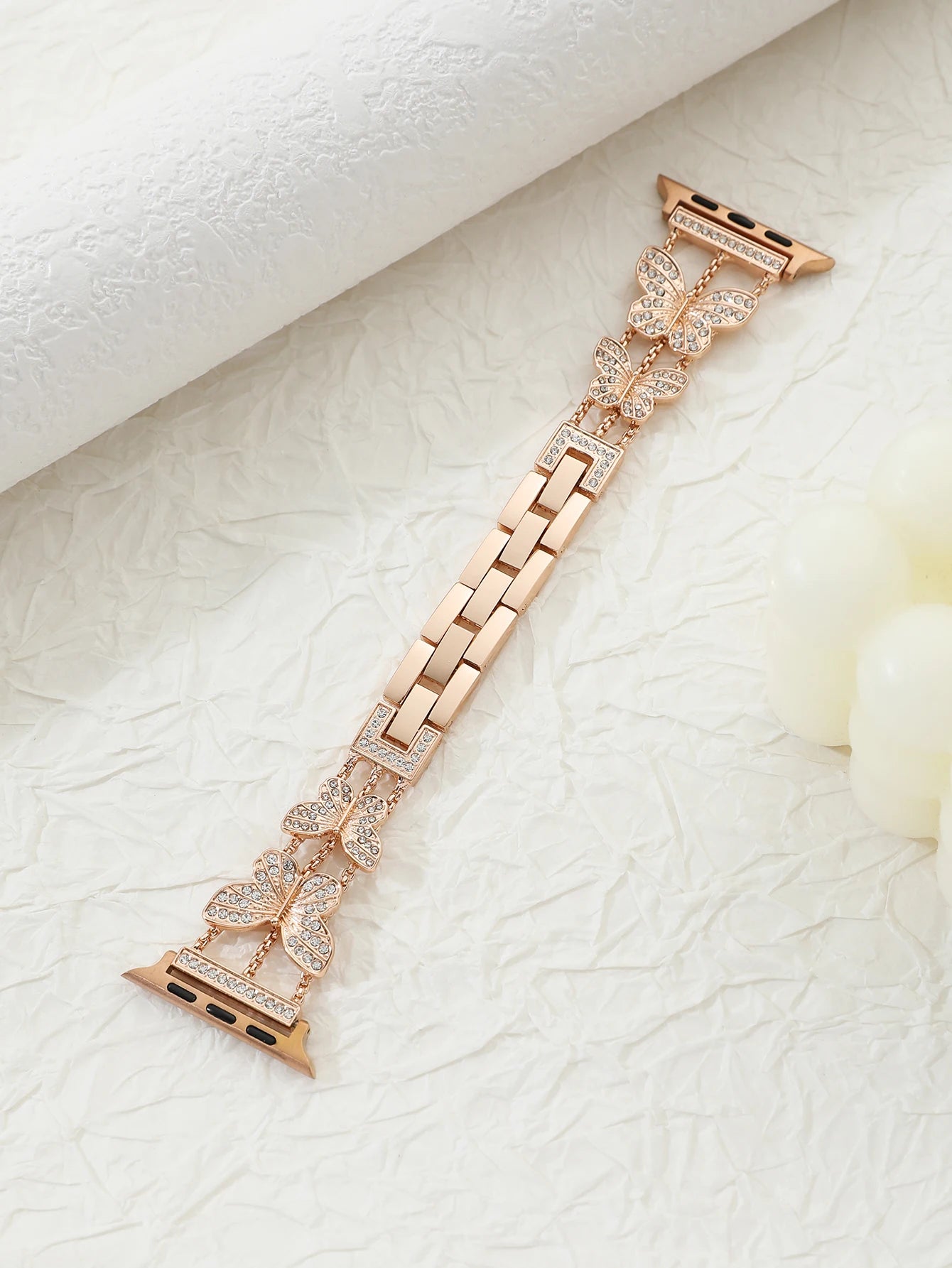 Metal Strap For Apple Watch Band Ultra 4mm 45mm 40mm 41mm 49mm Bling Butterfly Bracelet Chain for iWatch Series 9 8 7 6 5 SE 4 3