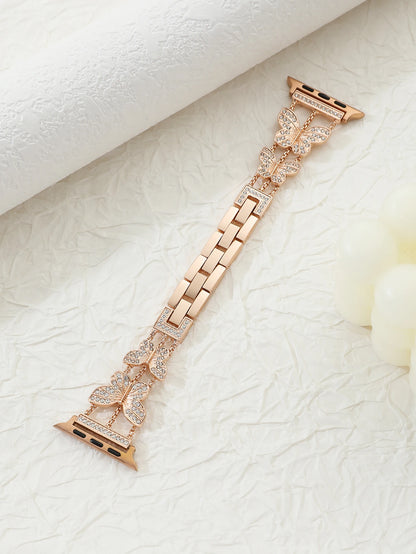 Metal Strap For Apple Watch Band Ultra 4mm 45mm 40mm 41mm 49mm Bling Butterfly Bracelet Chain for iWatch Series 9 8 7 6 5 SE 4 3