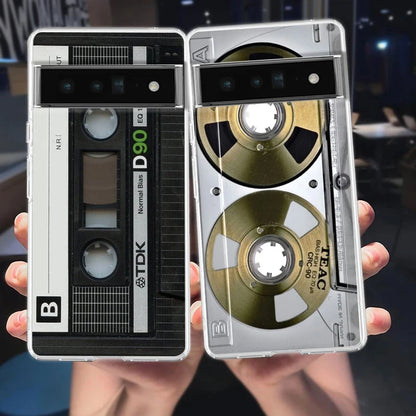 Phone Case For Google Pixel 9 8 7 6 9A 8A 7A 6A 5 4 5A 4A 3A Pro XL Soft Clear TPU Transparent Cover vintage Cassette Tape