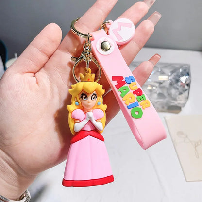 Super Mario 3D Cartoon Keychain Mario Bros Luigi Toad Yoshi Bowser Action Figure Model PVC Cartoon Bag Doll Pendant Toys Gift