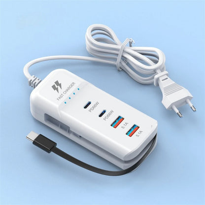 66W PD Fast Charging Wall USB Chargers USB Hub Adapter 4 Ports USB Type C EU US UK Plug Extension Type C Cable Socket Outlet