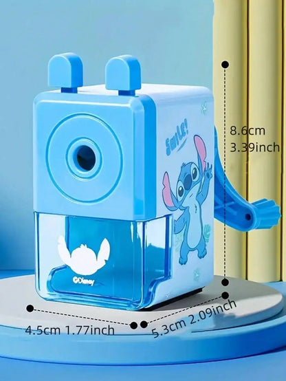 Stitch Pencil Sharpener with Hand Crank, Plastic Pencil Cutter for Students - No Electricity Needed, Non-Electric, Self-Feeding