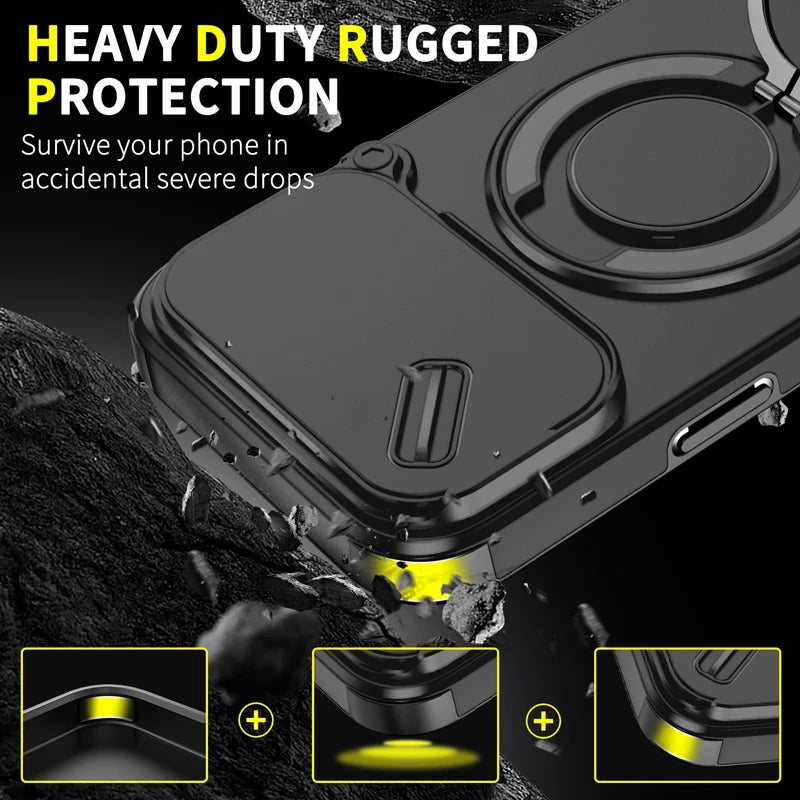 Armor Shockproof Magnetic Ring Stand Holder Case For iphone 17 Pro Max Camera Protection Cover For iphone17 Air