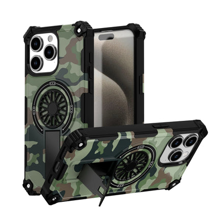 Camouflage Army Green Carbon Magnetic Phone Case Stand For Magsafe iPhone 16 15 PM 14 Plus 13 12 Pro Max 11 16e Protection Cover