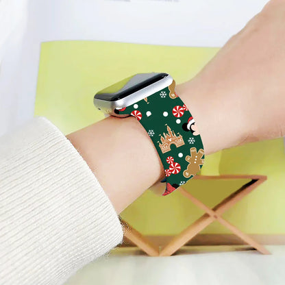 Mich Christmas 1 Printed Strap for Apple Watch 11 10 9 8 7 SE Silicone Band Replaceable Watchband for iWatch 46mm 44mm 42mm 41mm